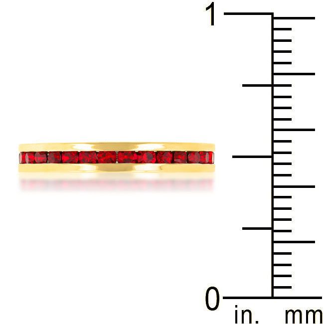 Stylish Stackable Ruby Red Gold Ring