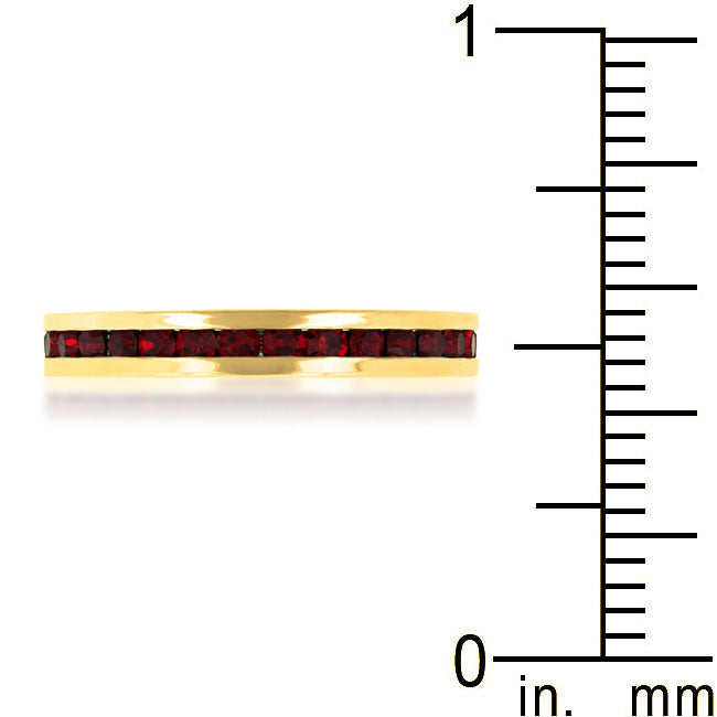 Stylish Stackable Garnet in Gold Crystal Eternity Band Ring