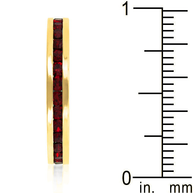 Stylish Stackable Garnet in Gold Crystal Eternity Band Ring