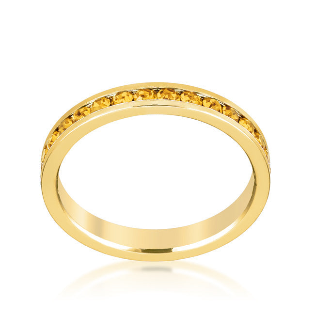 Stylish Stackable Yellow Crystal Gold Eternity Band Ring