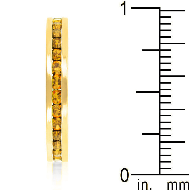 Stylish Stackable Yellow Crystal Gold Eternity Band Ring