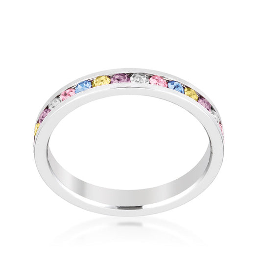 Stylish Stackable Mixed Multicolored Crystal Ring