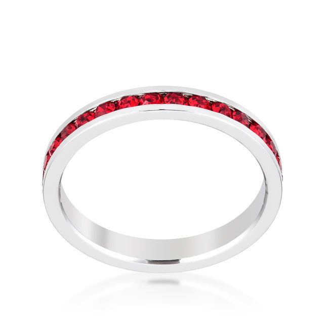 Stylish Stackable Ruby Crystal Eternity Band Ring