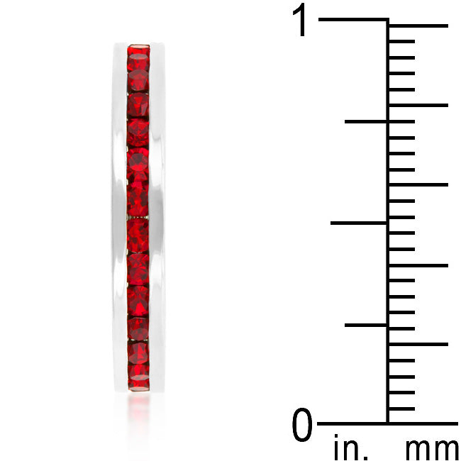 Stylish Stackable Ruby Crystal Eternity Band Ring