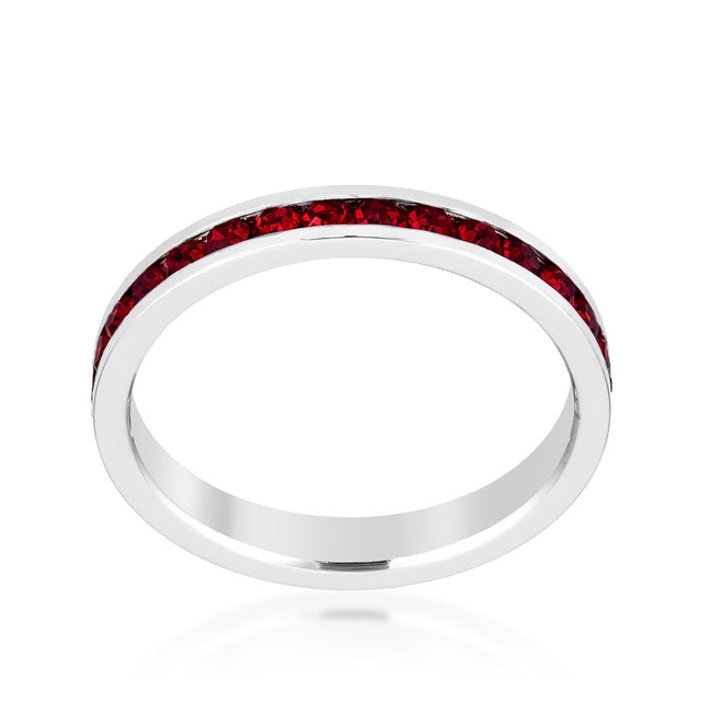 Stylish Stackable Garnet Crystal Eternity Band Ring