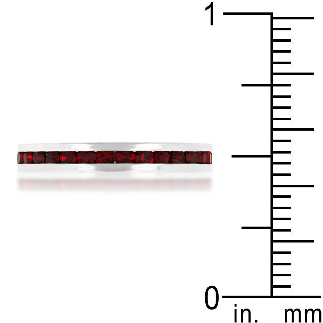 Stylish Stackable Garnet Crystal Eternity Band Ring