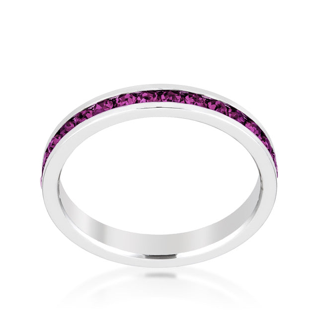 Stylish Stackable Amethyst Crystal Eternity Band Ring