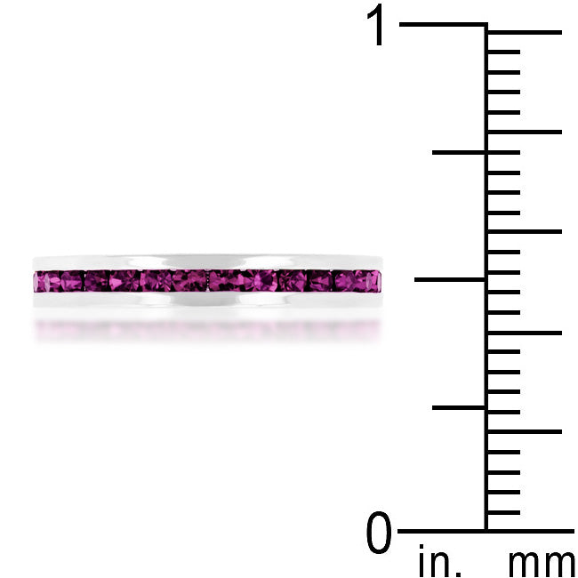Stylish Stackable Amethyst Crystal Eternity Band Ring