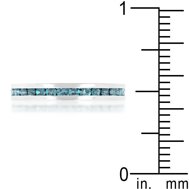 Stylish Stackable Aquamarine Crystal Eternity Band Ring