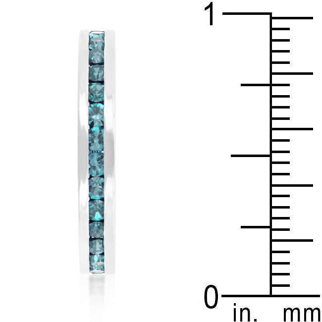 Stylish Stackable Aquamarine Crystal Eternity Band Ring