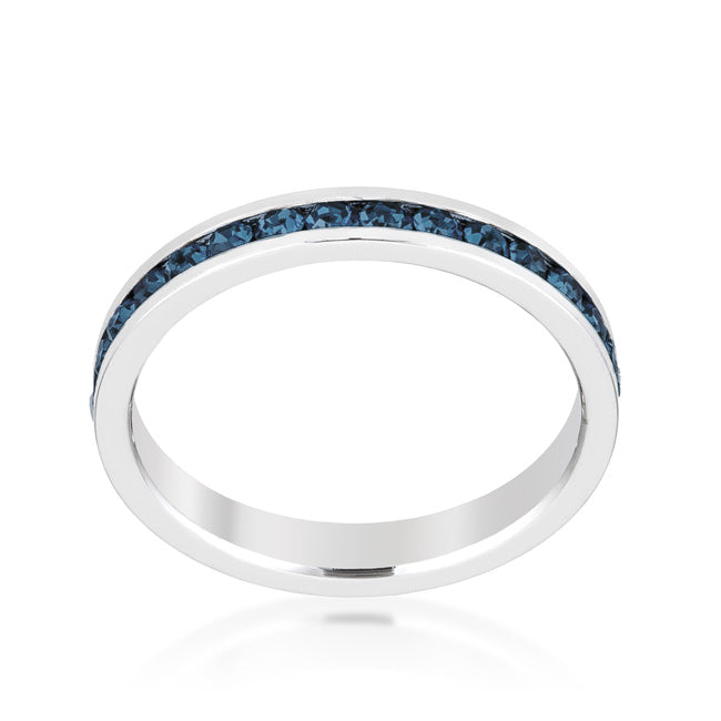 Stylish Stackable Montana Blue Crystal Eternity Band Ring