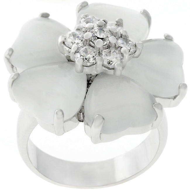 Floral Nouveau Cubic Zirconia Ring