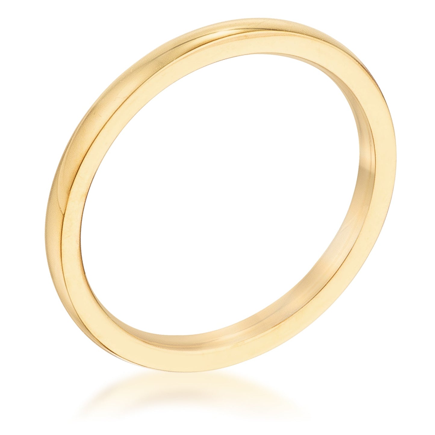 Simple 2mm 18K Gold Plated Stainless Steel Wedding Band