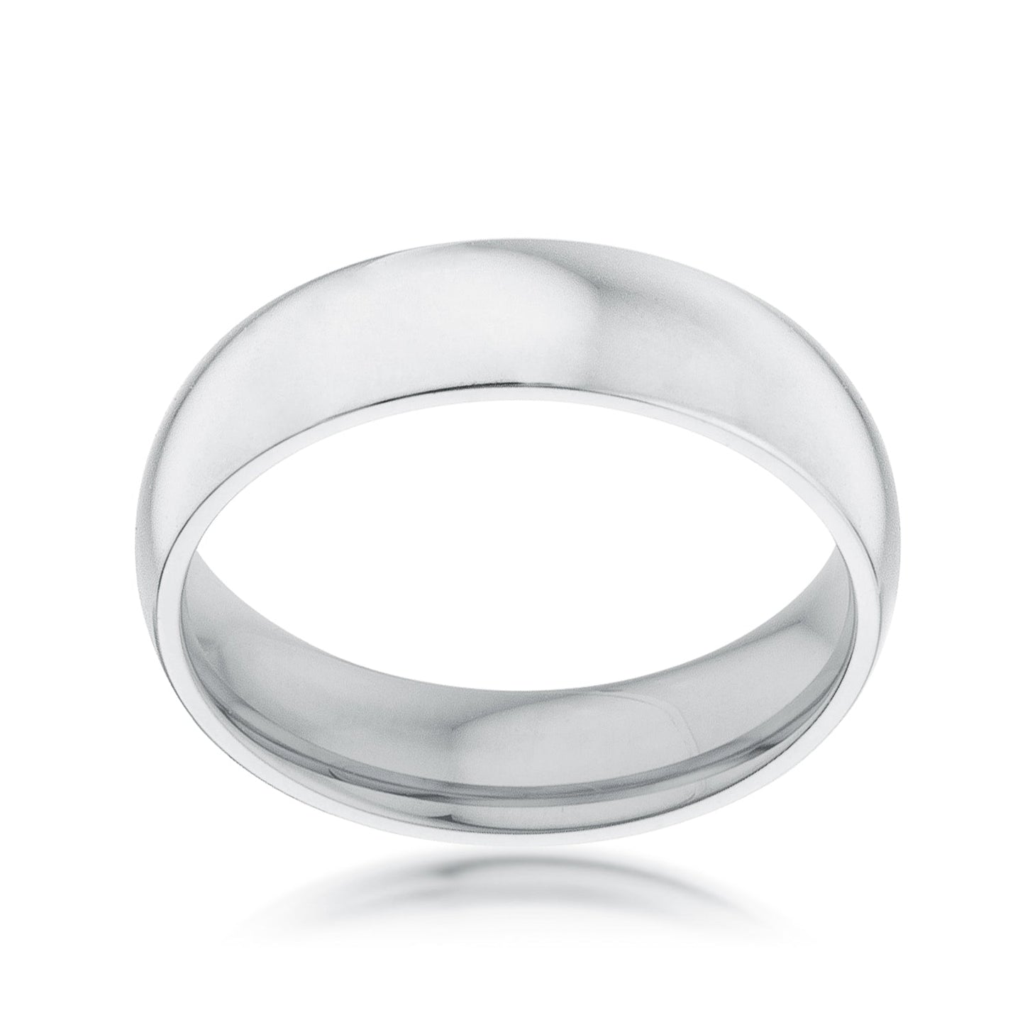 Rhodium Plated 5mm Stainless Wedding Band
