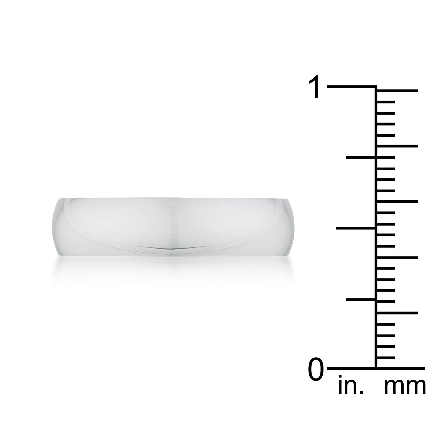 Rhodium Plated 5mm Stainless Wedding Band