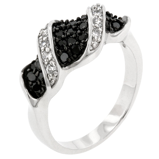 Cubic Zirconia Black Pave Swirl Ring