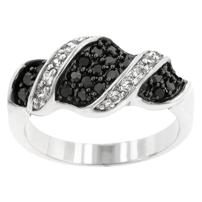 Cubic Zirconia Black Pave Swirl Ring