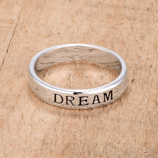 "DREAM" Rhodium Plated Band Ring