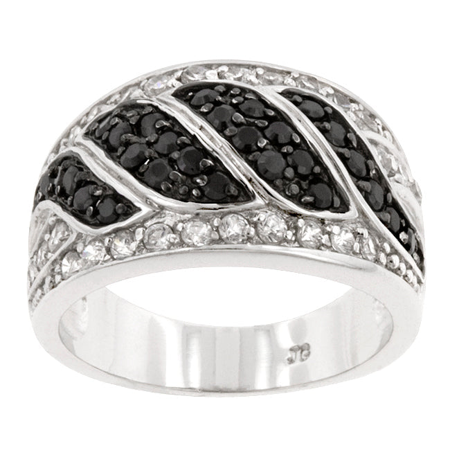 Black and White Pave Swirl Ring