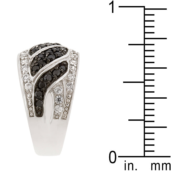 Black and White Pave Swirl Ring