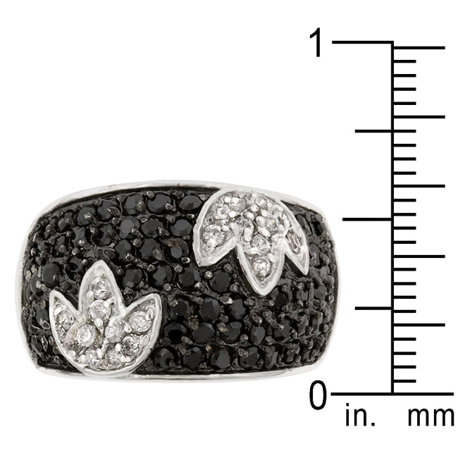 Black and White Pave CZ Tulip Ring