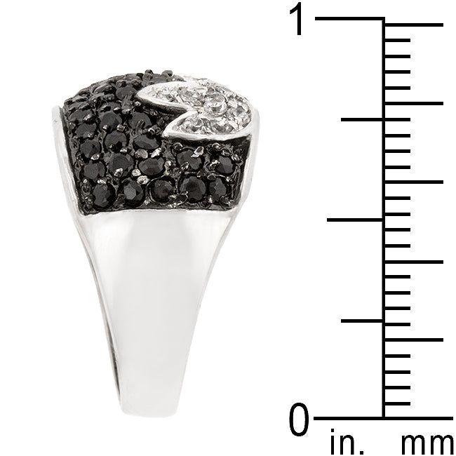Black and White Pave CZ Tulip Ring