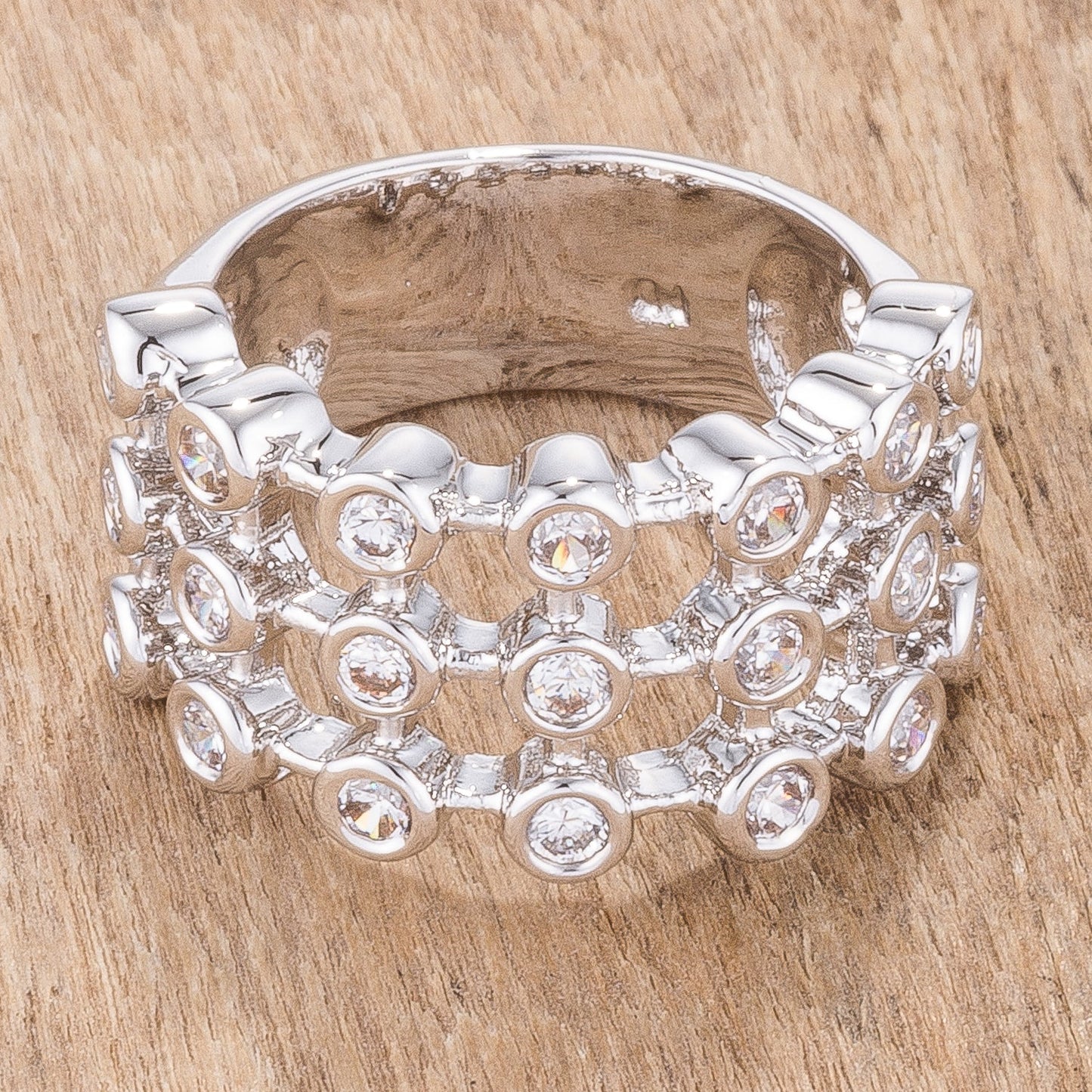 Tiered Contemporary Cubic Zirconia Ring