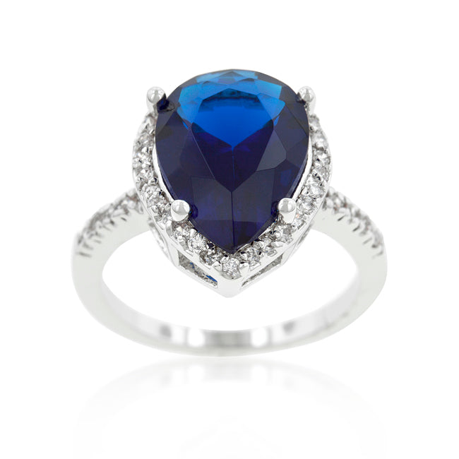 Sapphire Cubic Zirconia 7.5CT Drop Ring
