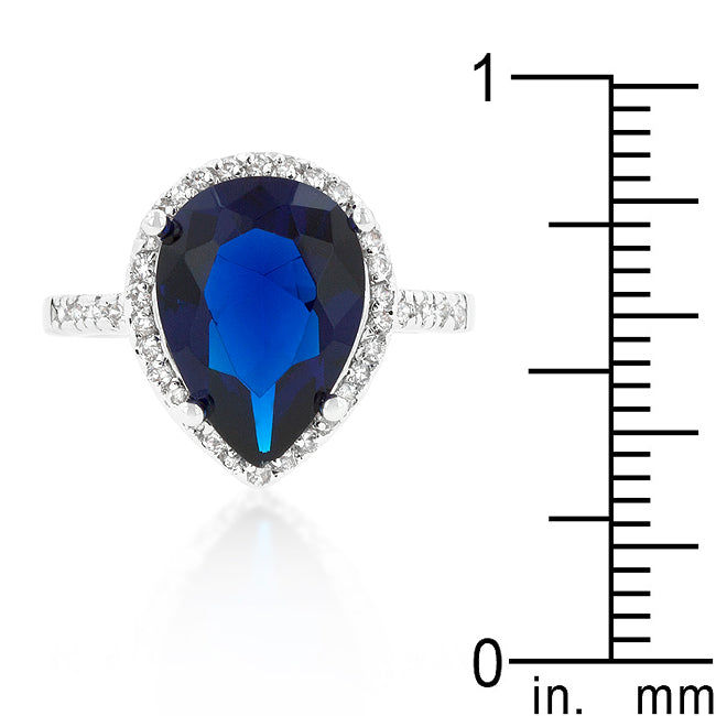Sapphire Cubic Zirconia 7.5CT Drop Ring
