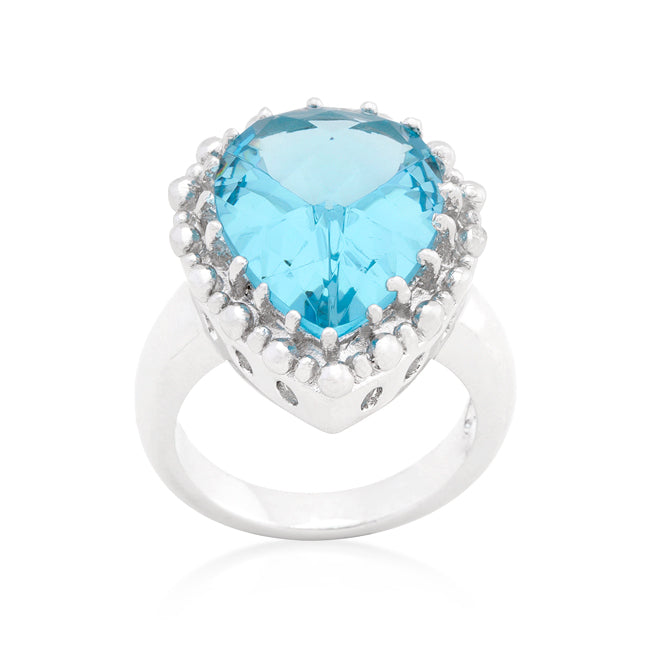 Teardrop Solitaire Blue Topaz Cocktail Ring