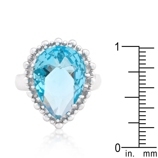 Teardrop Solitaire Blue Topaz Cocktail Ring