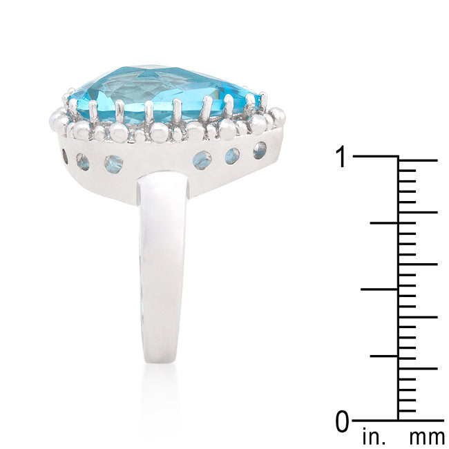 Teardrop Solitaire Blue Topaz Cocktail Ring