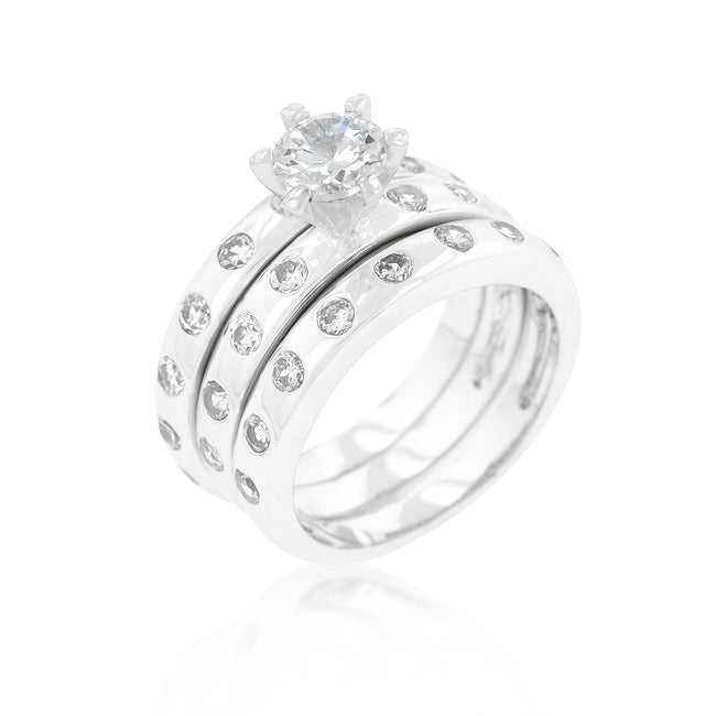 Three Bezel Set Engagement Ring Set