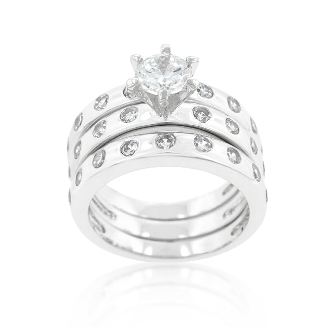 Three Bezel Set Engagement Ring Set