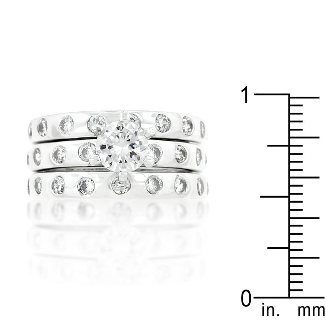 Three Bezel Set Engagement Ring Set