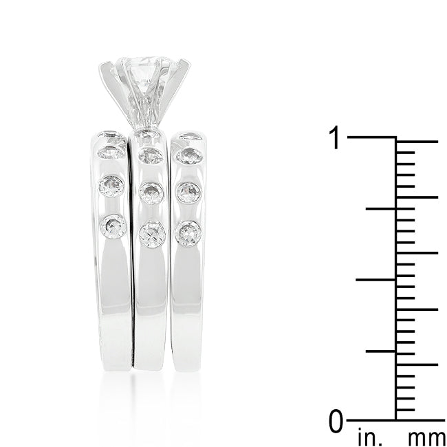 Three Bezel Set Engagement Ring Set
