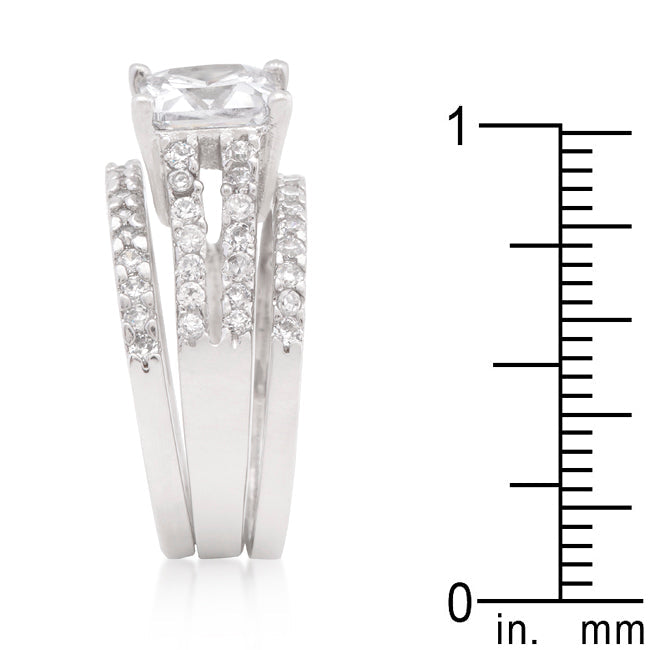 Princess Cut Cubic Zirconia Triple Bridal 3 Ring Set