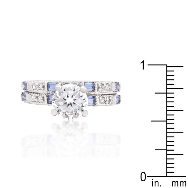 Clear and Purple Tanzanite Cubic Zirconia Ring Set