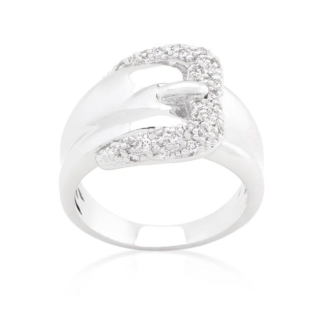 Simple Cubic Zirconia Platinum Plated Belt Ring