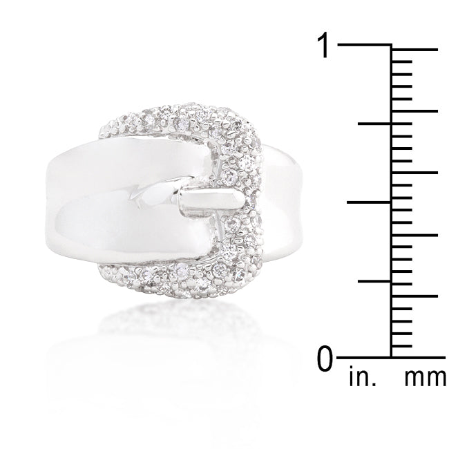 Simple Cubic Zirconia Platinum Plated Belt Ring
