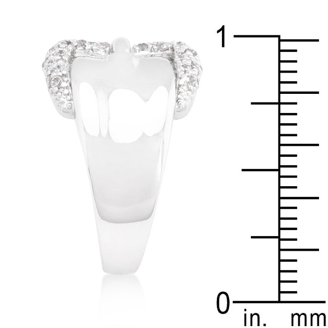 Simple Cubic Zirconia Platinum Plated Belt Ring