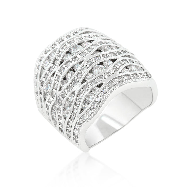 Cubic Zirconia Pave Abstract Wave Ring
