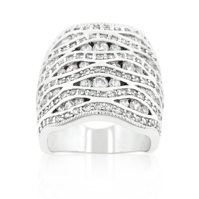 Cubic Zirconia Pave Abstract Wave Ring