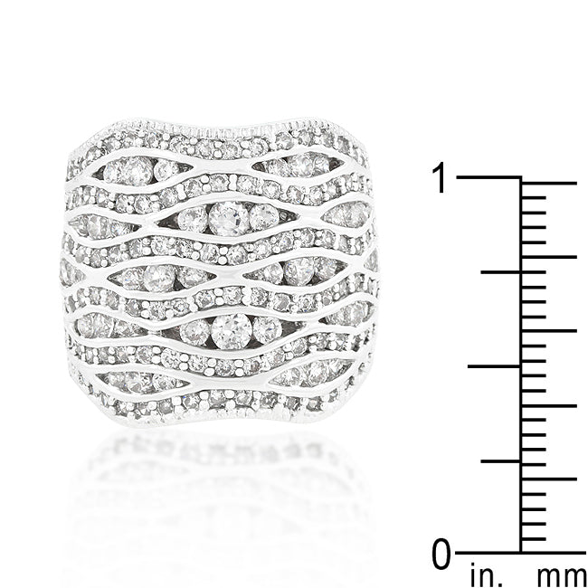 Cubic Zirconia Pave Abstract Wave Ring