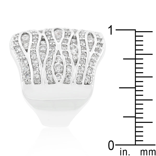 Cubic Zirconia Pave Abstract Wave Ring