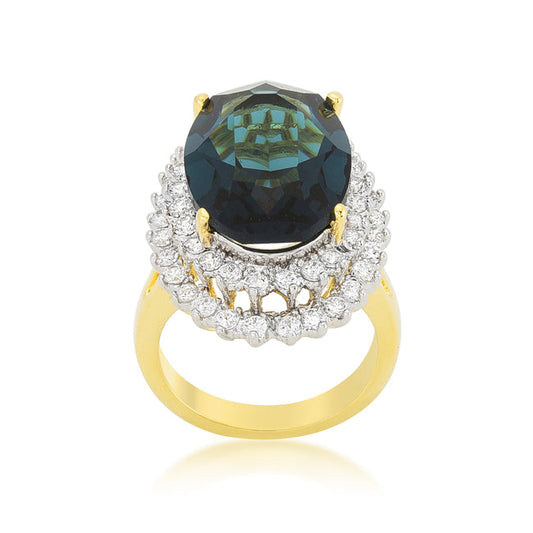 Two Tone Double Halo Cocktail Ring