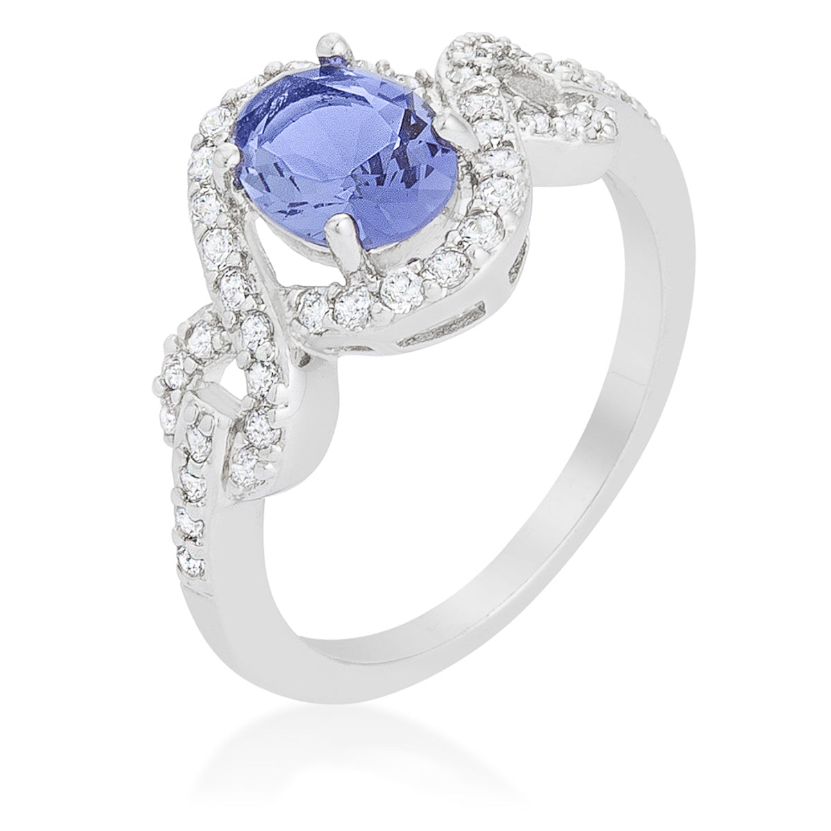 Tanzanite Halo Pave CZ Cocktail Ring