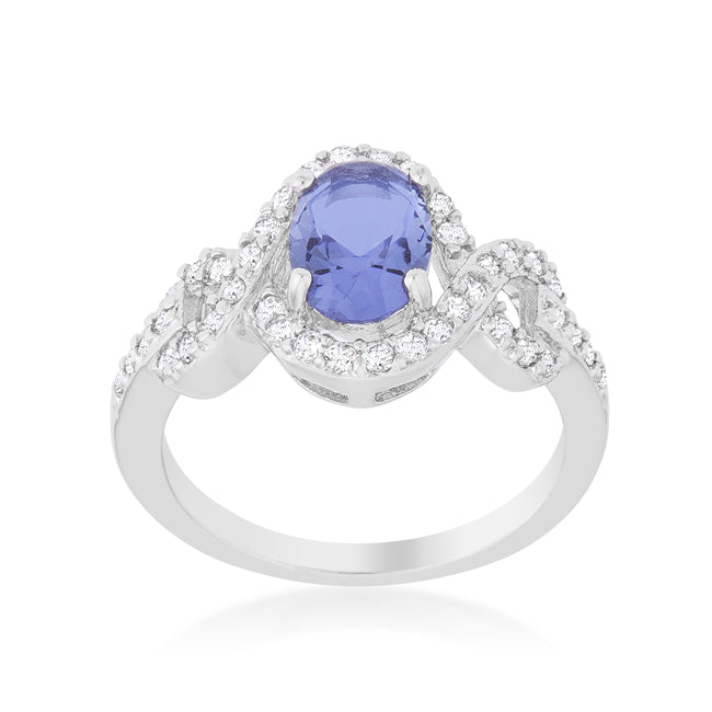 Tanzanite Halo Pave CZ Cocktail Ring