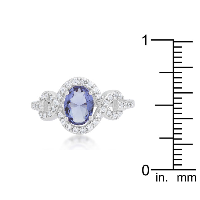 Tanzanite Halo Pave CZ Cocktail Ring