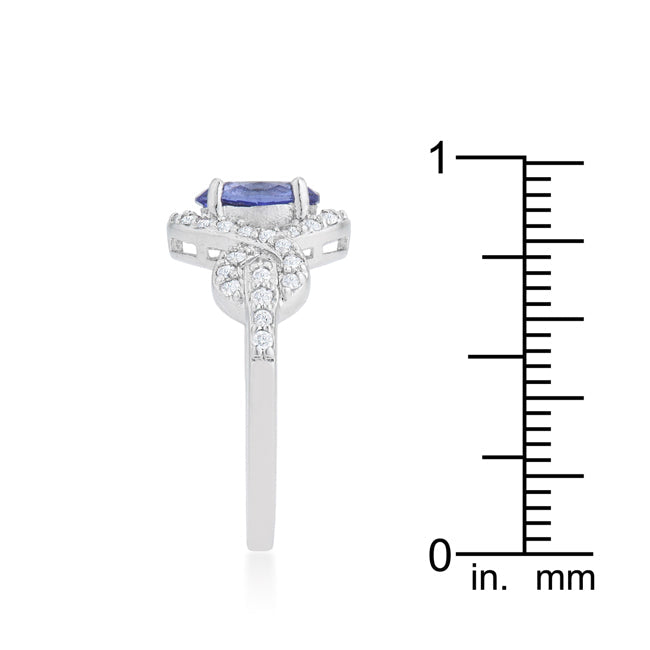 Tanzanite Halo Pave CZ Cocktail Ring